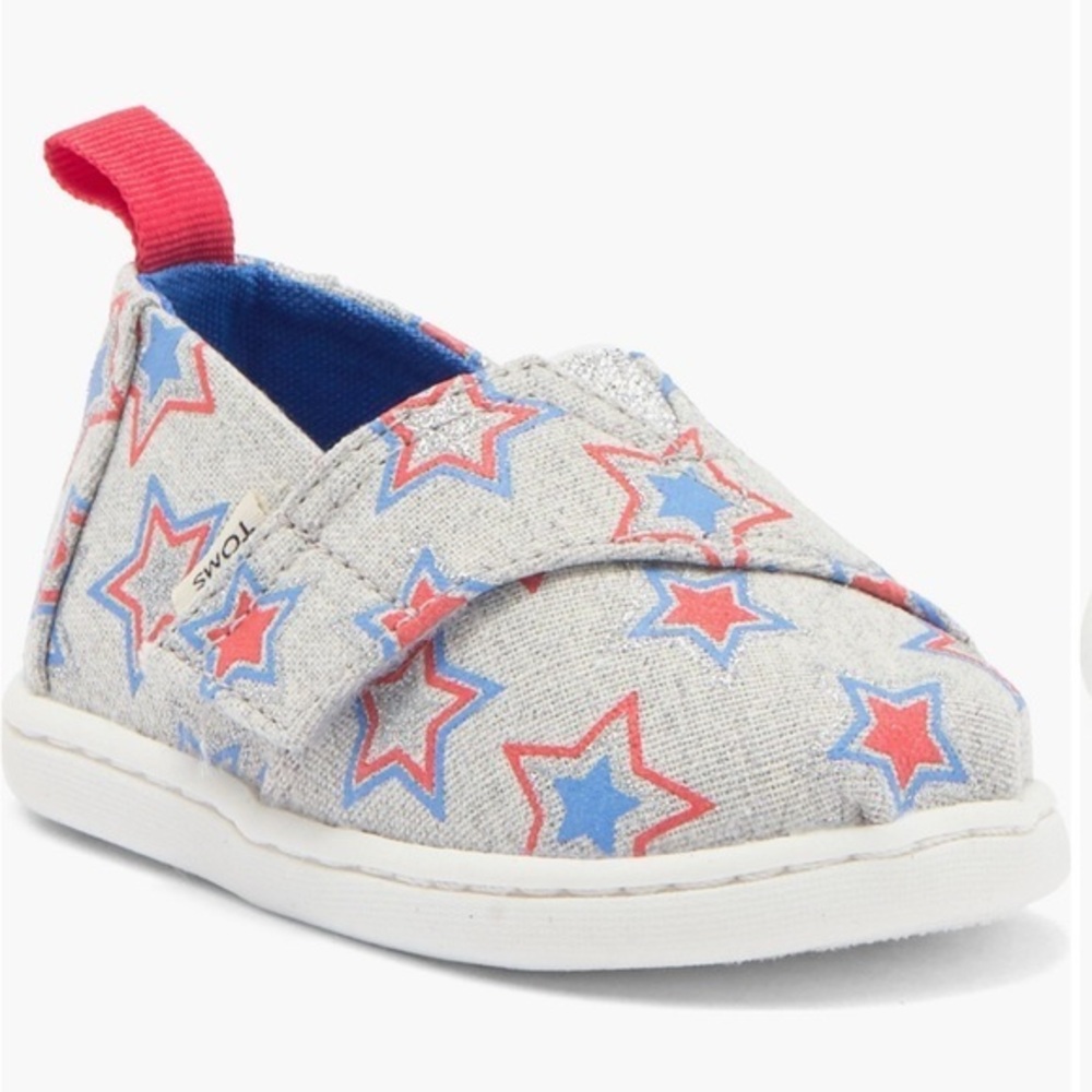 NEW…TOMS Kids' Star Print Drizzle Gray Glow in the Dark Slip-On Shoes
